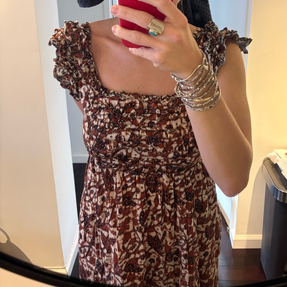 Chic Brown Patterned Maxi Dress - Picture 6 of 9